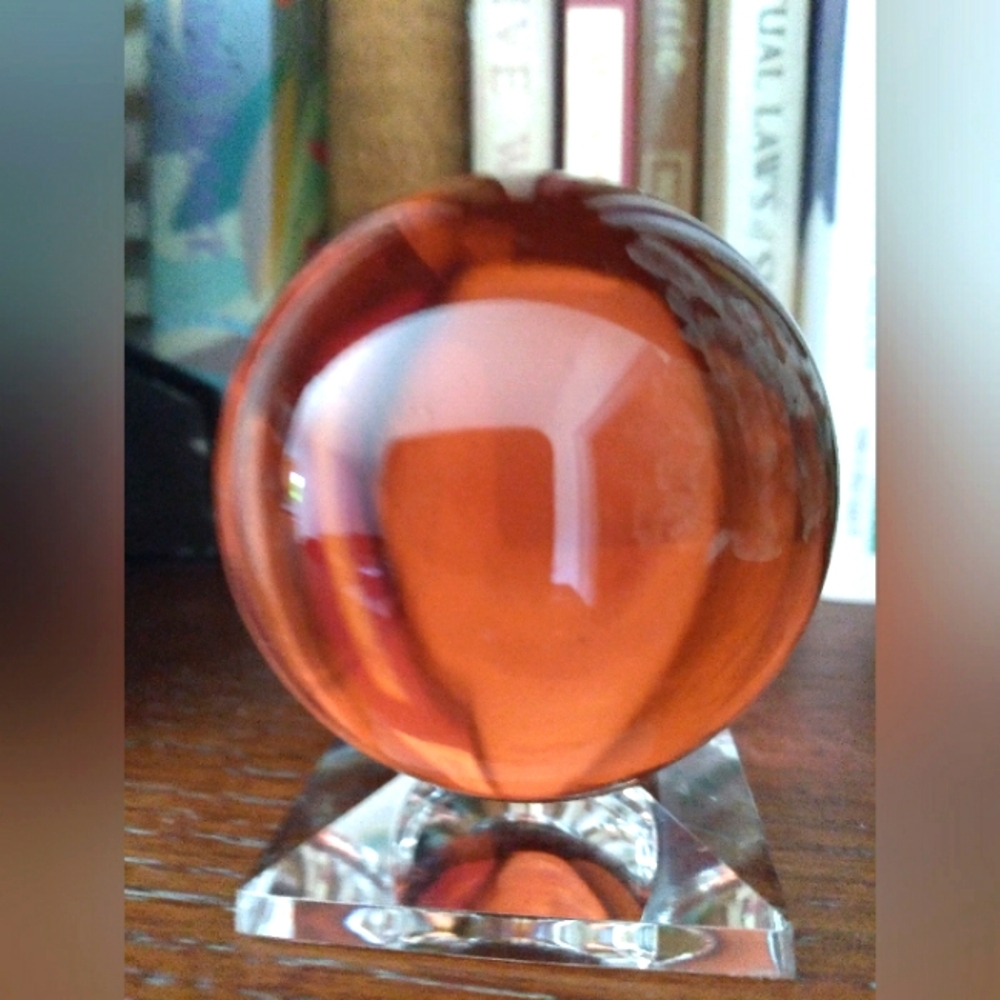 Pink Glass Sphere Decor With Stand, 2" Diameter